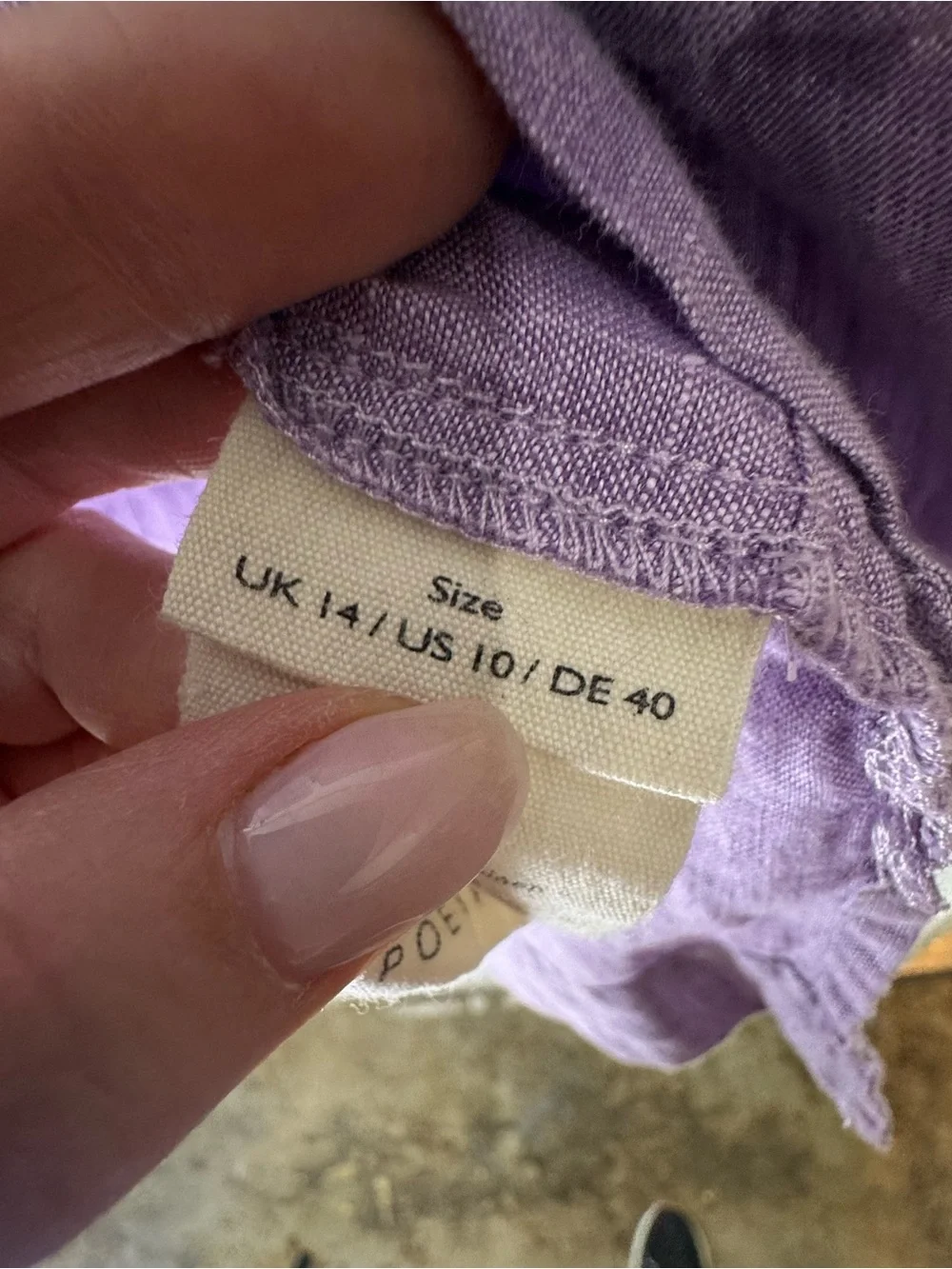 Poetry Linen Women’s Purple Lilac long line Button Up Long Sleeve Shirt Size 10 - Picture 11 of 11